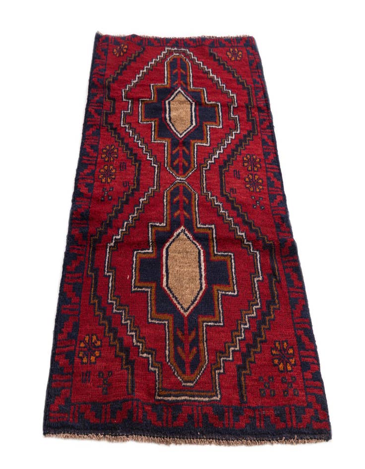 Detail image of  2' 9 x 4' 8  Hand Knotted Balouch Persian Wool Rug