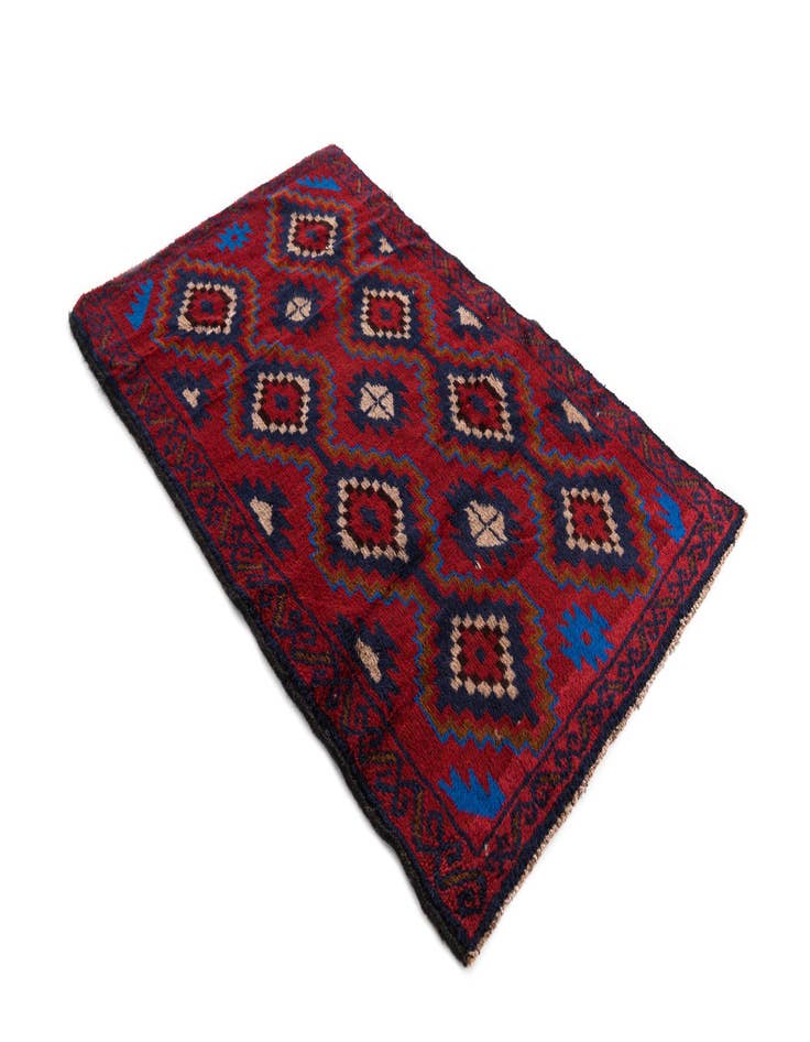 Detail image of  2' 10 x 4' 8  Hand Knotted Balouch Persian Wool Rug