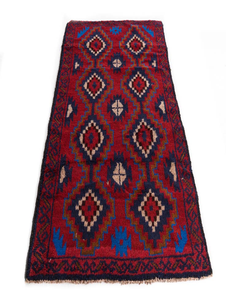 Detail image of  2' 10 x 4' 8  Hand Knotted Balouch Persian Wool Rug