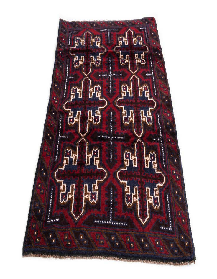 Detail image of  2' 10 x 4' 5  Hand Knotted Balouch Persian Wool Rug