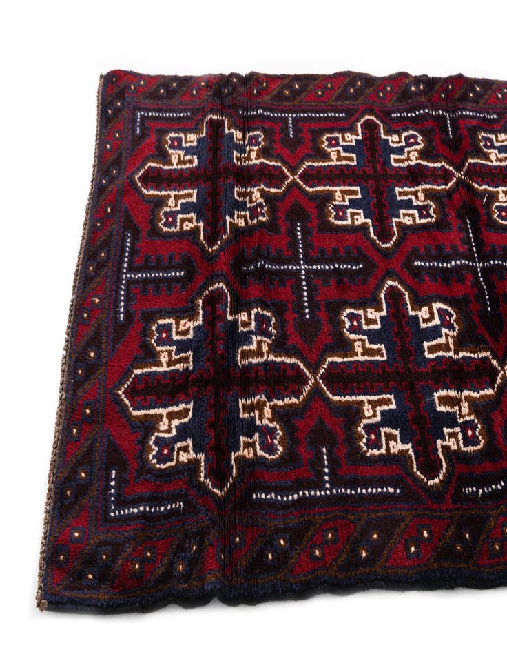 Detail image of  2' 10 x 4' 5  Hand Knotted Balouch Persian Wool Rug