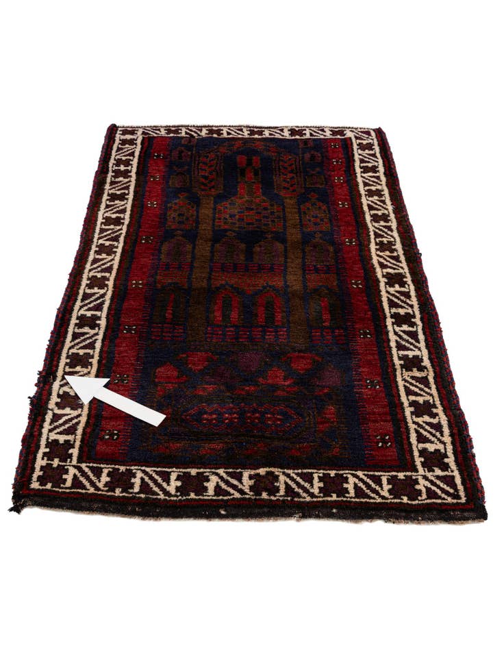 Detail image of  2' 11 x 4' 8  Hand Knotted Balouch Persian Wool Rug