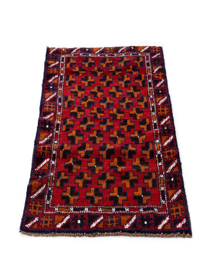 Detail image of  2' 10 x 4' 7  Hand Knotted Balouch Persian Wool Rug