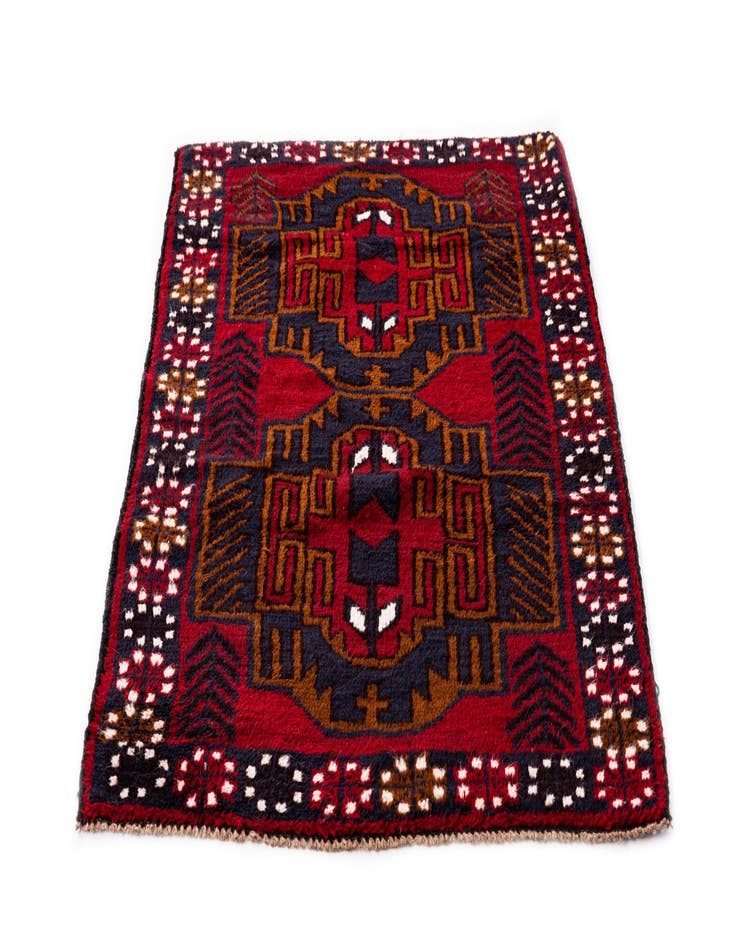 Detail image of  2' 11 x 4' 7  Hand Knotted Balouch Persian Wool Rug