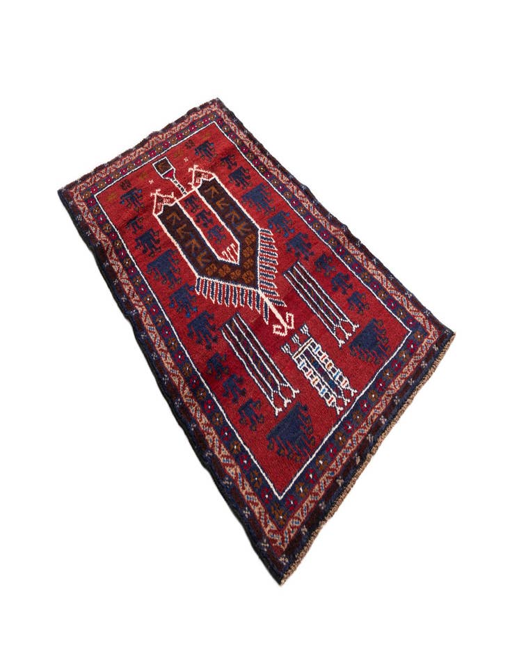 Detail image of  2' 9 x 4' 9  Hand Knotted Balouch Persian Wool Rug