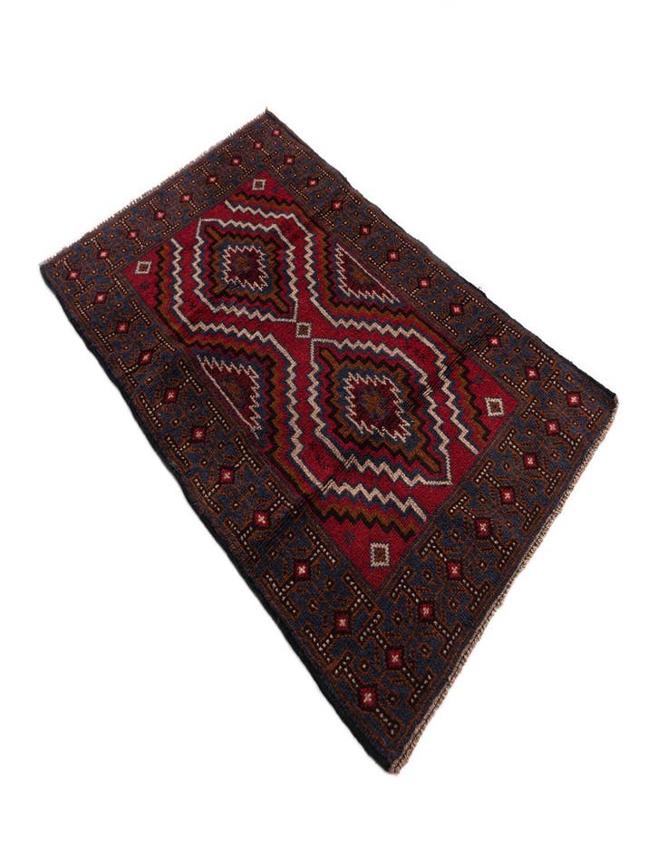 Detail image of  2' 10 x 4' 6  Hand Knotted Balouch Persian Wool Rug