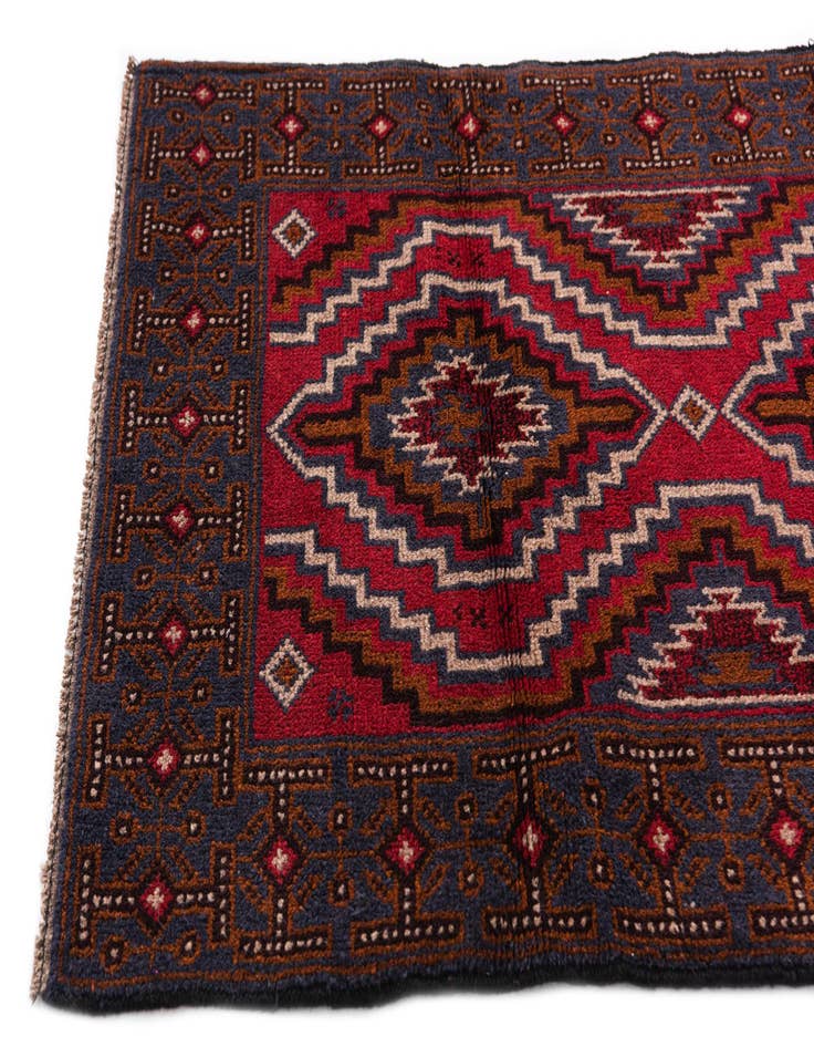 Detail image of  2' 10 x 4' 6  Hand Knotted Balouch Persian Wool Rug