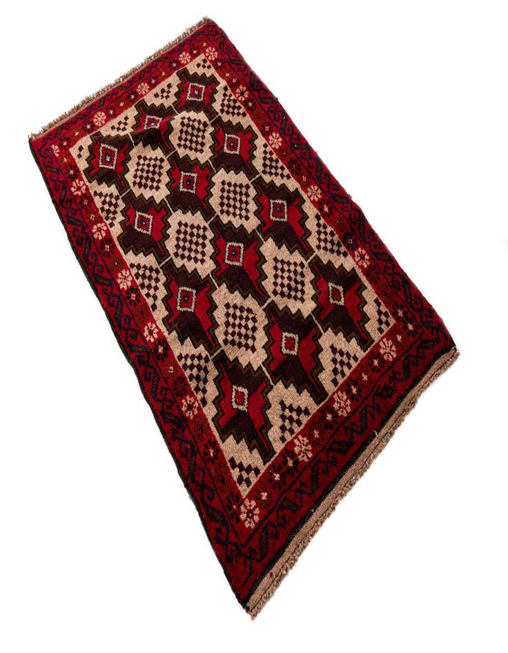 Detail image of  2' 10 x 4' 9  Hand Knotted Balouch Persian Wool Rug