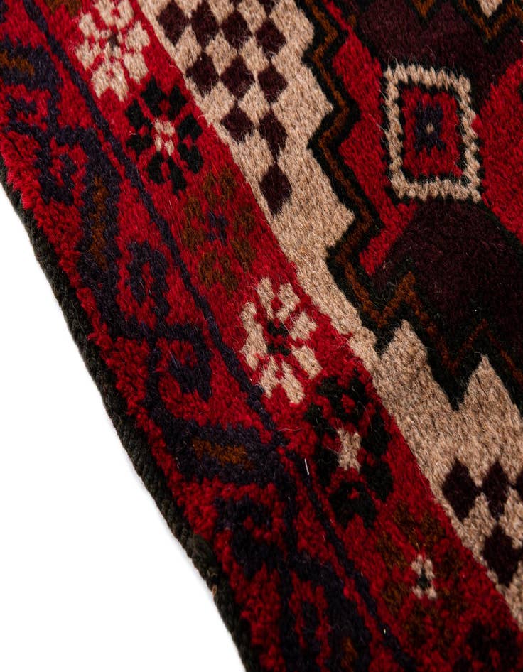 Detail image of  2' 10 x 4' 9  Hand Knotted Balouch Persian Wool Rug