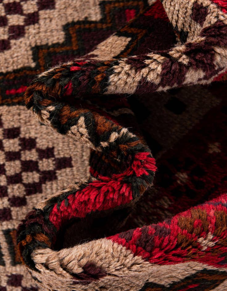 Detail image of  2' 10 x 4' 9  Hand Knotted Balouch Persian Wool Rug