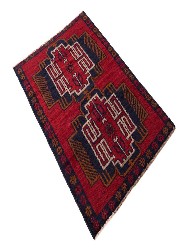 Detail image of  2' 10 x 4' 7  Hand Knotted Balouch Persian Wool Rug