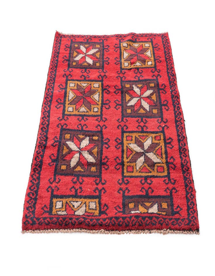 Detail image of  2' 10 x 4' 7  Hand Knotted Balouch Persian Wool Rug