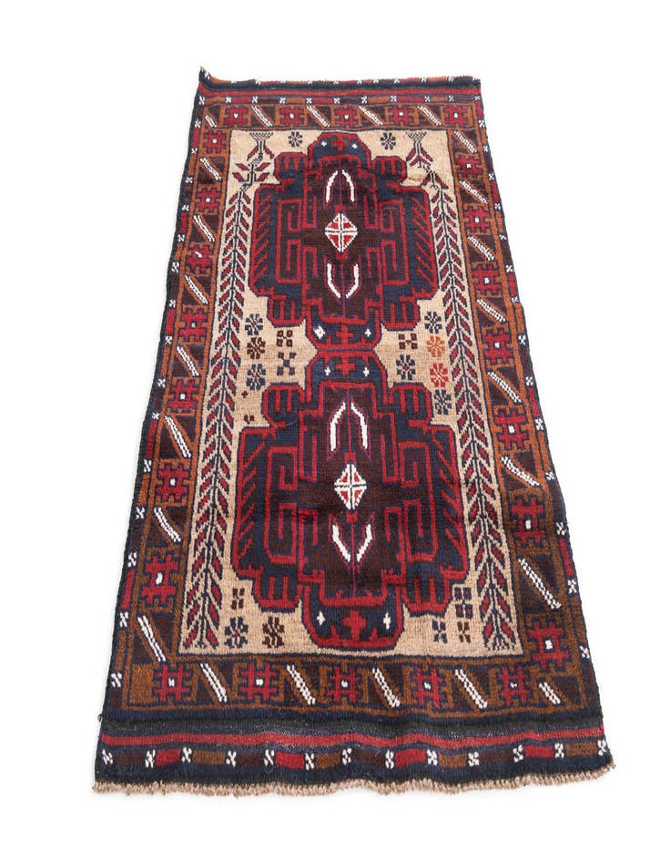 Detail image of  2' 10 x 4' 6  Hand Knotted Balouch Persian Wool Rug