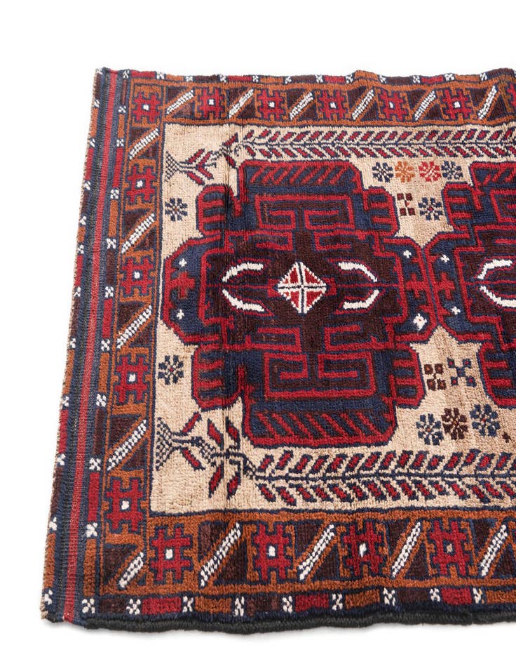 Detail image of  2' 10 x 4' 6  Hand Knotted Balouch Persian Wool Rug