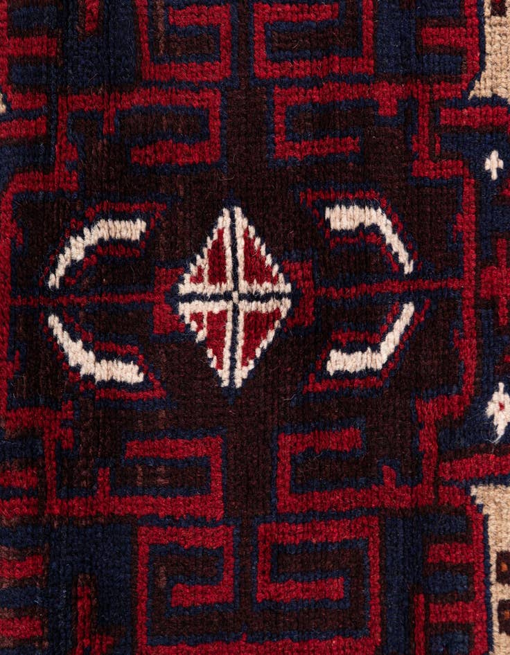 Detail image of  2' 10 x 4' 6  Hand Knotted Balouch Persian Wool Rug