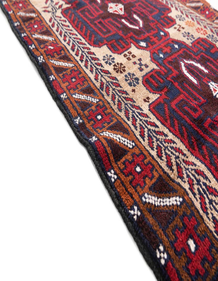 Detail image of  2' 10 x 4' 6  Hand Knotted Balouch Persian Wool Rug