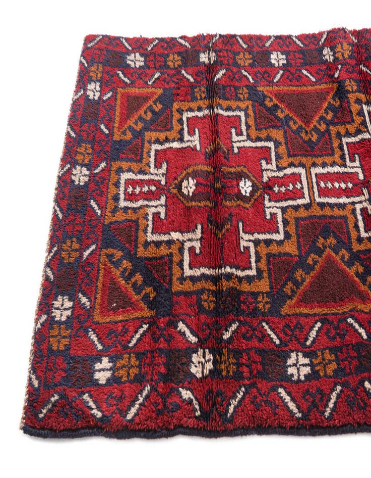 Detail image of  2' 10 x 4' 10  Hand Knotted Balouch Persian Wool Rug