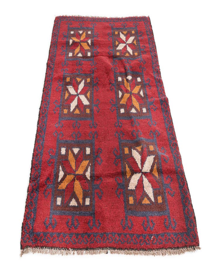 Detail image of  2' 10 x 4' 6  Hand Knotted Balouch Persian Wool Rug