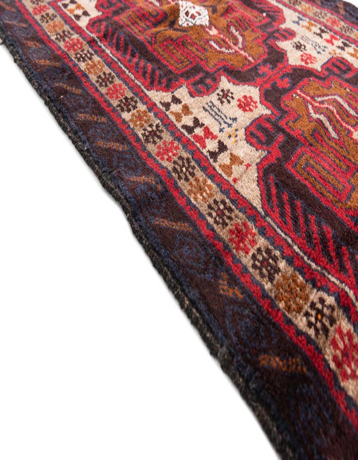 Detail image of  3' x 4' 6  Hand Knotted Balouch Persian Wool Rug