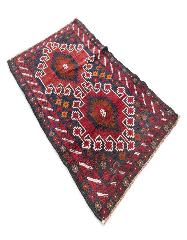 Detail image of  2' 10 x 4' 7  Hand Knotted Balouch Persian Wool Rug