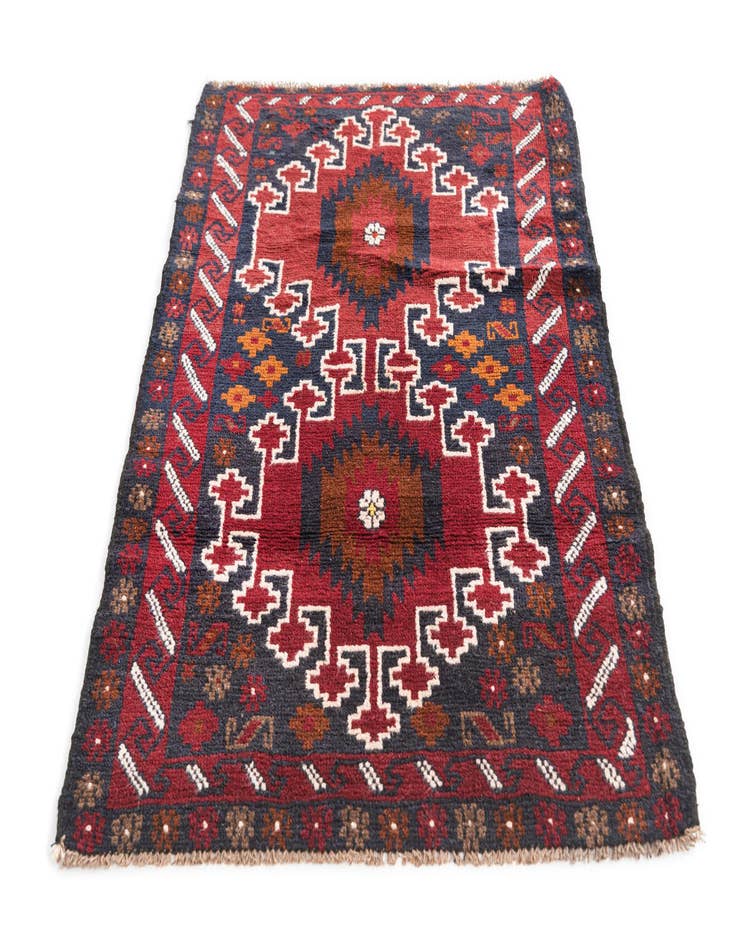 Detail image of  2' 10 x 4' 7  Hand Knotted Balouch Persian Wool Rug