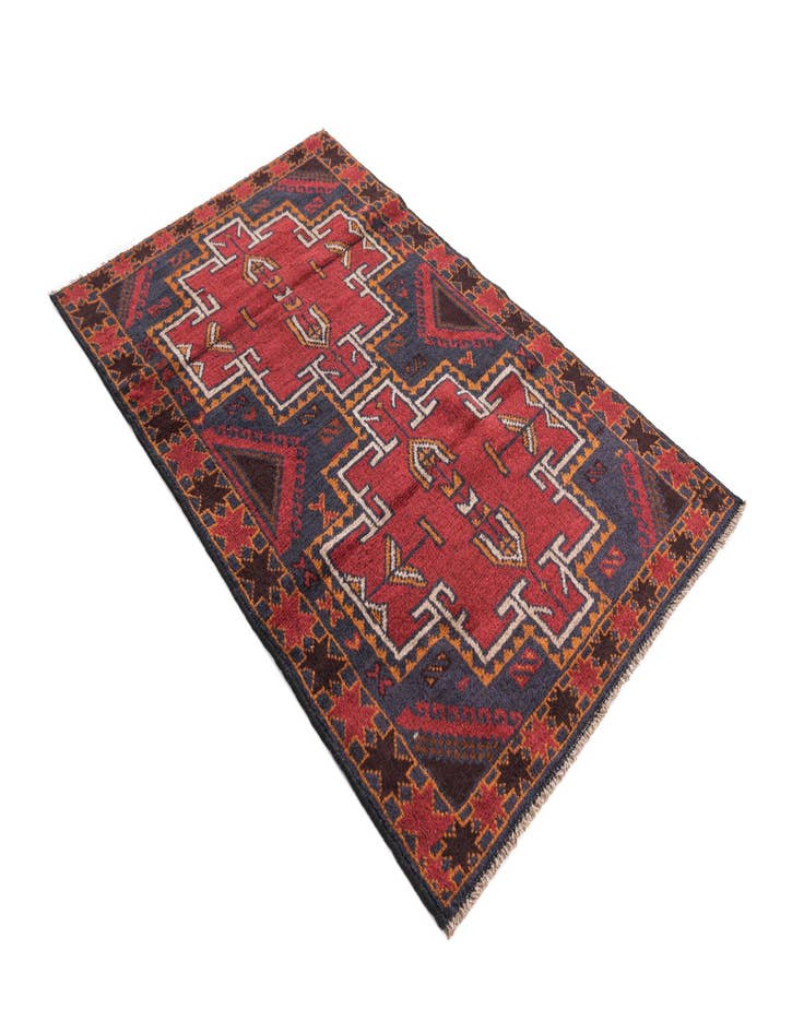 Detail image of  2' 10 x 4' 5  Hand Knotted Balouch Persian Wool Rug