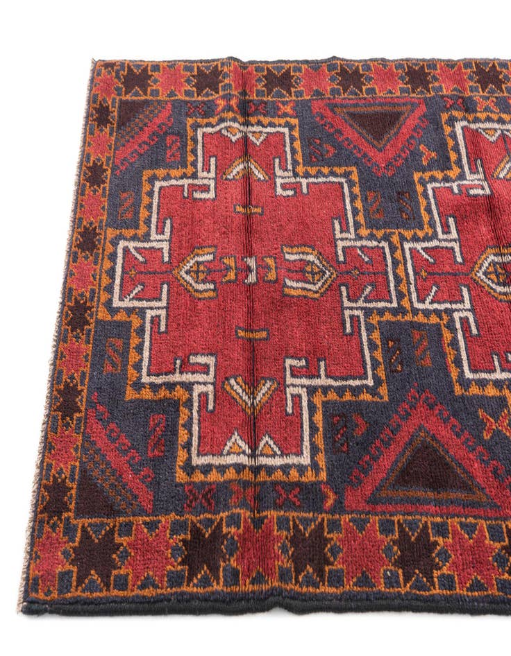 Detail image of  2' 10 x 4' 5  Hand Knotted Balouch Persian Wool Rug
