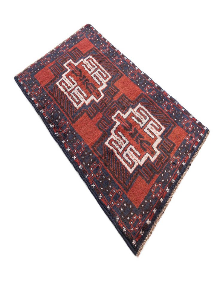 Detail image of  2' 10 x 4' 6  Hand Knotted Balouch Persian Wool Rug