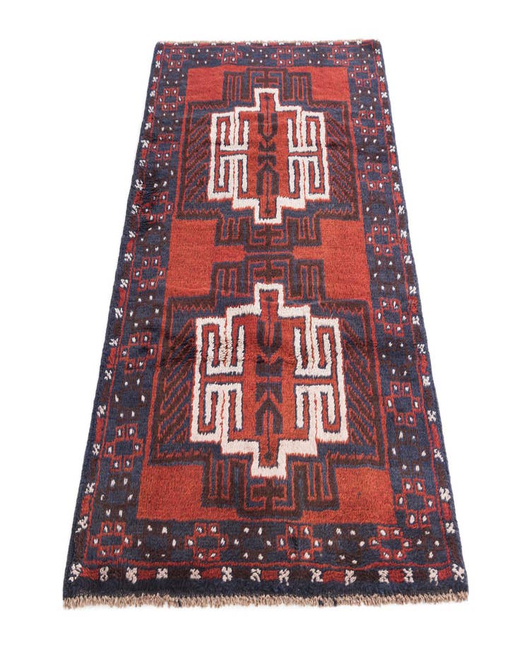 Detail image of  2' 10 x 4' 6  Hand Knotted Balouch Persian Wool Rug