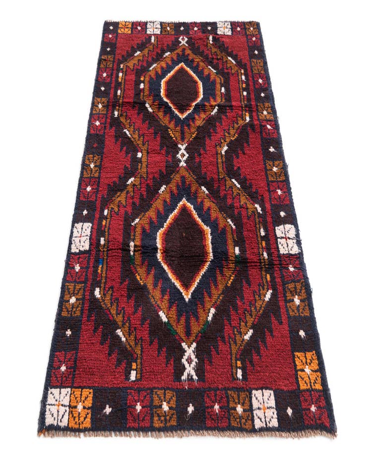 Detail image of  2' 9 x 4' 7  Hand Knotted Balouch Persian Wool Rug