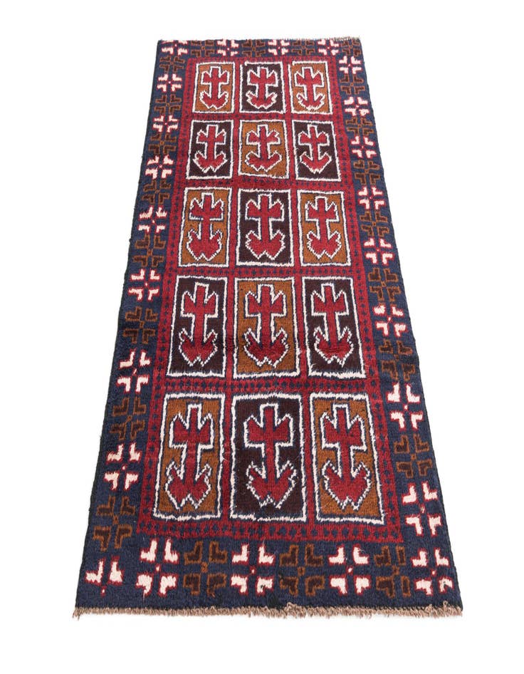 Detail image of  2' 10 x 4' 8  Hand Knotted Balouch Persian Wool Rug