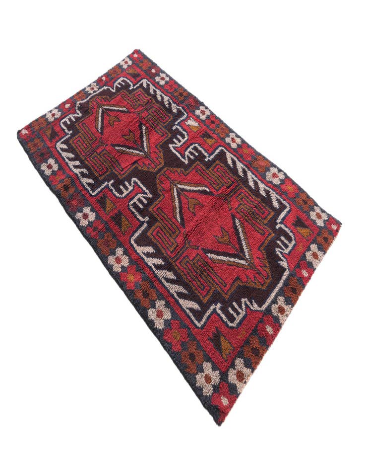 Detail image of  2' 9 x 4' 9  Hand Knotted Balouch Persian Wool Rug