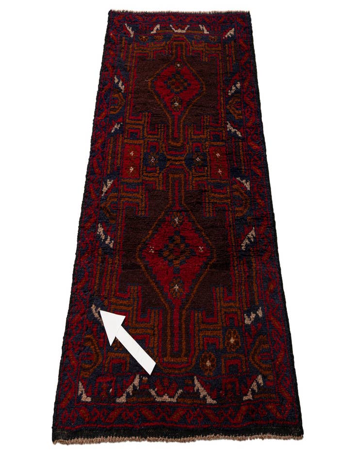 Detail image of  2' 8 x 4' 9  Hand Knotted Balouch Persian Wool Rug