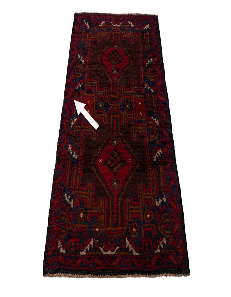 Detail image of  2' 8 x 4' 9  Hand Knotted Balouch Persian Wool Rug