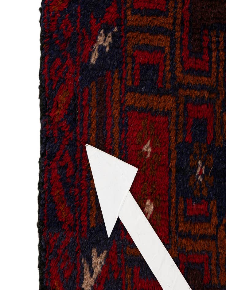 Detail image of  2' 8 x 4' 9  Hand Knotted Balouch Persian Wool Rug