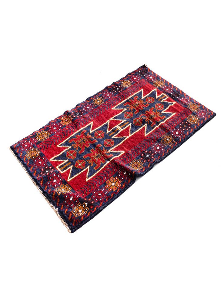 Detail image of  2' 10 x 4' 10  Hand Knotted Balouch Persian Wool Rug