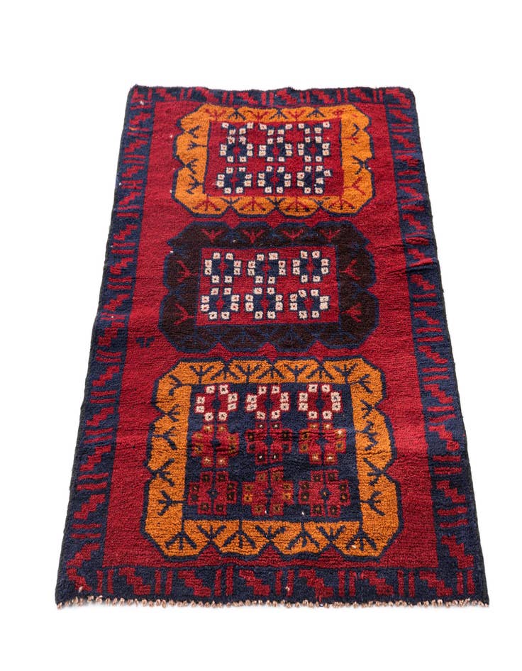 Detail image of  2' 10 x 4' 5  Hand Knotted Balouch Persian Wool Rug