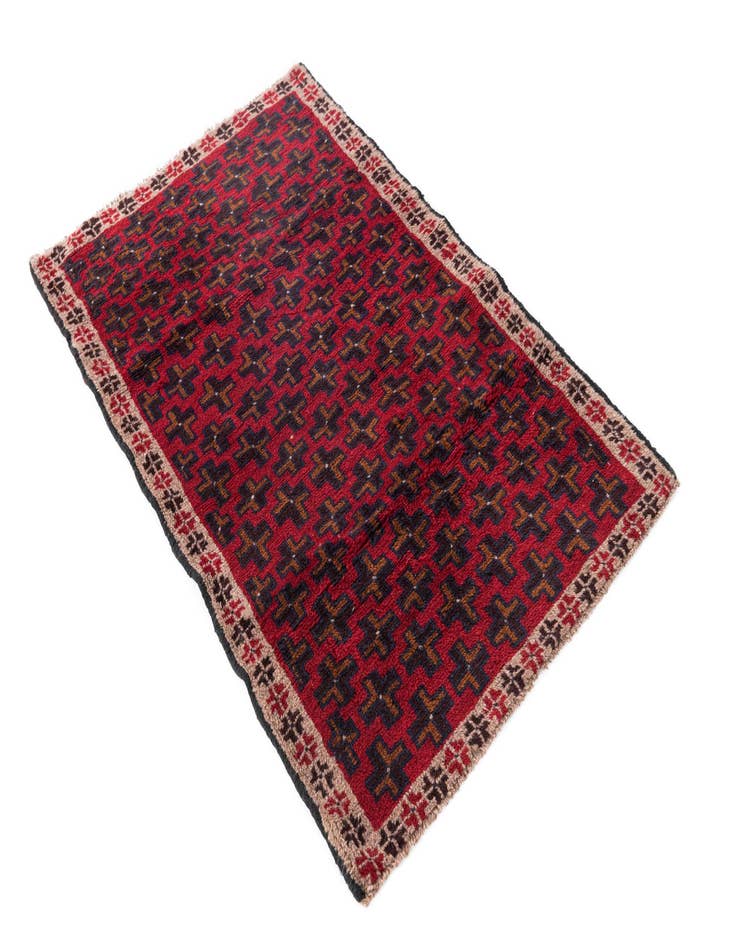 Detail image of  2' 10 x 4' 7  Hand Knotted Balouch Persian Wool Rug