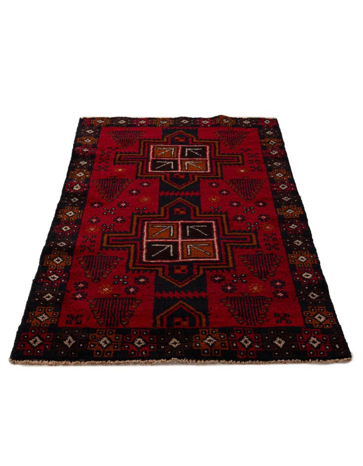 Detail image of  2' 10 x 4' 8  Hand Knotted Balouch Persian Wool Rug