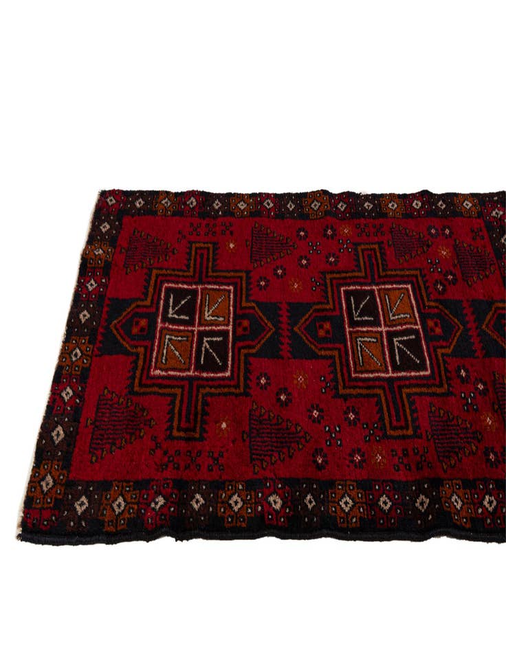 Detail image of  2' 10 x 4' 8  Hand Knotted Balouch Persian Wool Rug