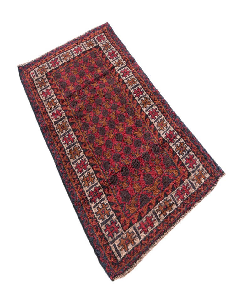 Detail image of  2' 10 x 4' 7  Hand Knotted Balouch Persian Wool Rug