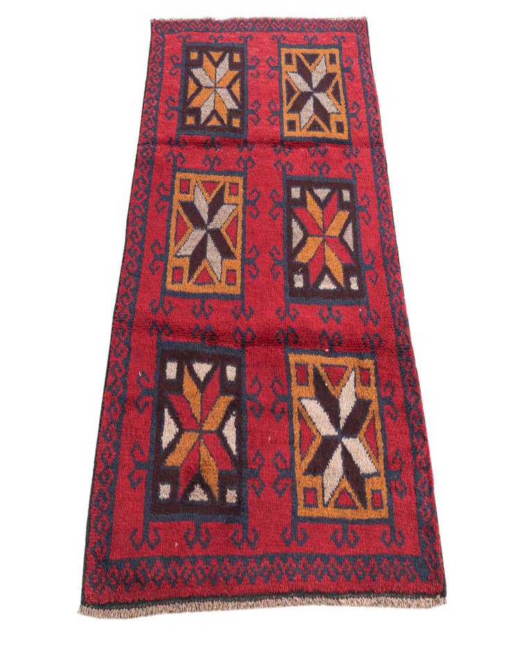 Detail image of  2' 10 x 4' 9  Hand Knotted Balouch Persian Wool Rug