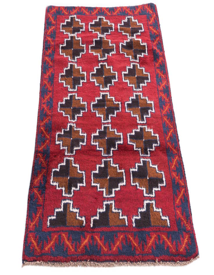 Detail image of  2' 10 x 4' 8  Hand Knotted Balouch Persian Wool Rug