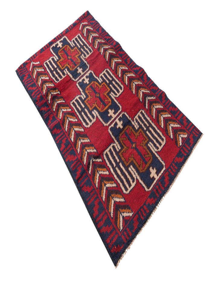 Detail image of  2' 9 x 4' 10  Hand Knotted Balouch Persian Wool Rug