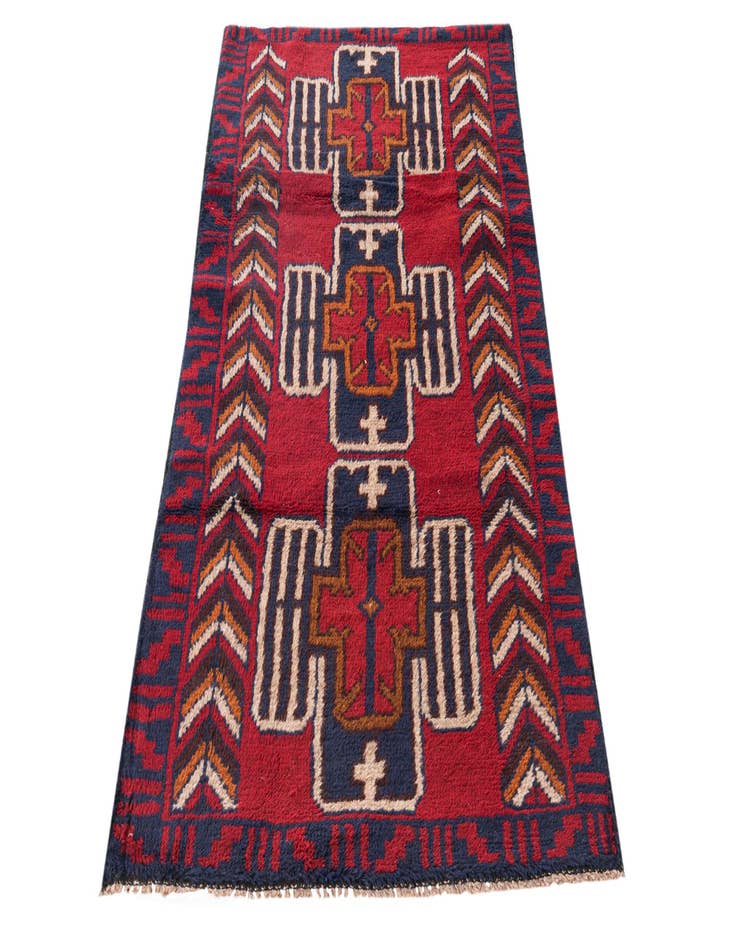 Detail image of  2' 9 x 4' 10  Hand Knotted Balouch Persian Wool Rug