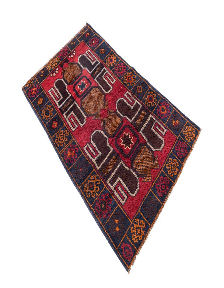 Detail image of  2' 10 x 4' 9  Hand Knotted Balouch Persian Wool Rug