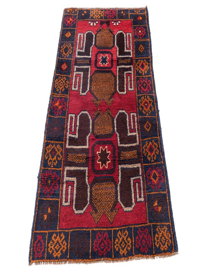 Detail image of  2' 10 x 4' 9  Hand Knotted Balouch Persian Wool Rug