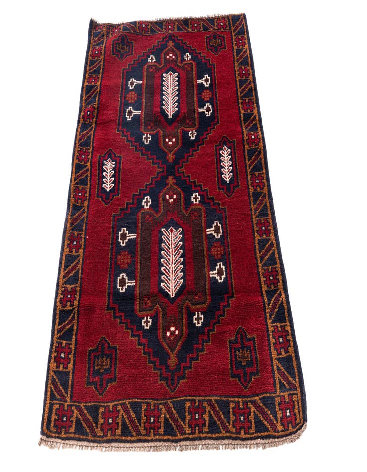 Detail image of  2' 10 x 4' 5  Hand Knotted Balouch Persian Wool Rug