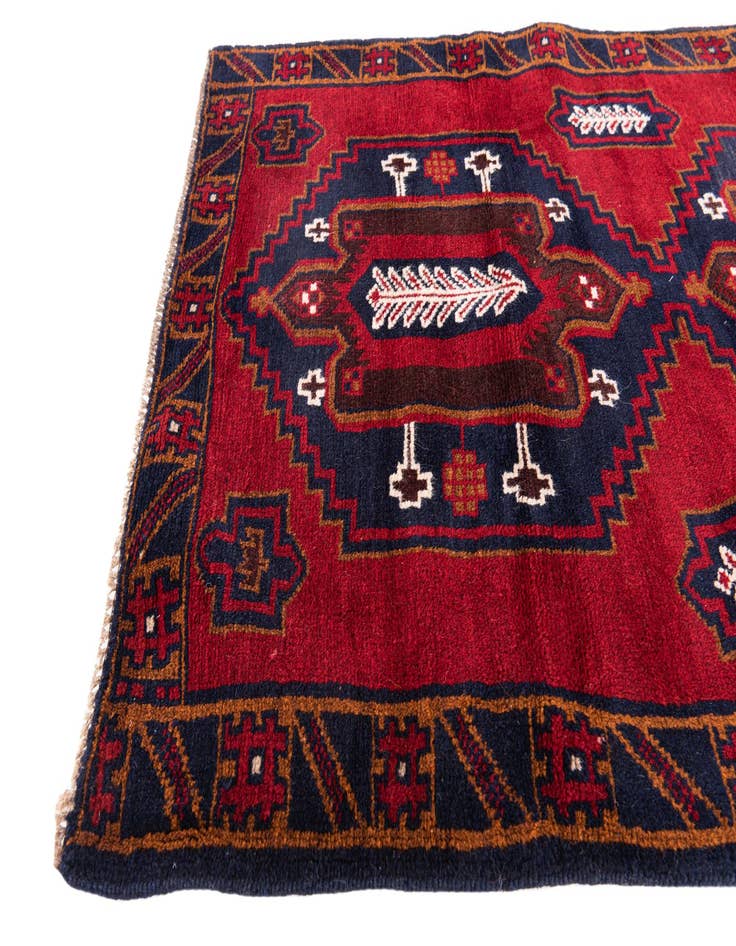 Detail image of  2' 10 x 4' 5  Hand Knotted Balouch Persian Wool Rug