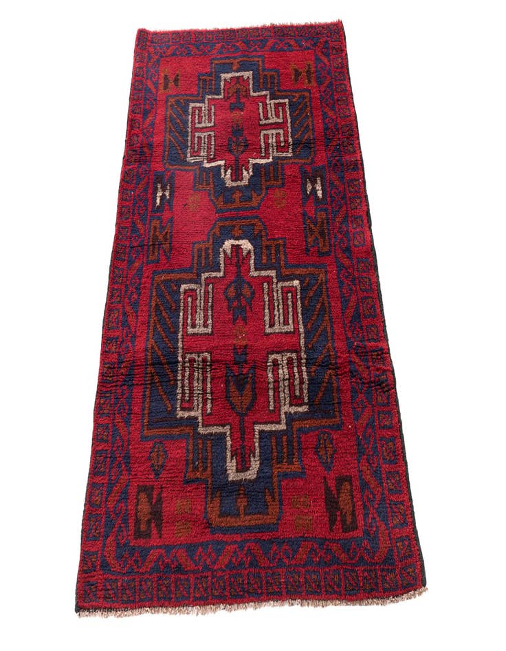 Detail image of  2' 10 x 4' 7  Hand Knotted Balouch Persian Wool Rug